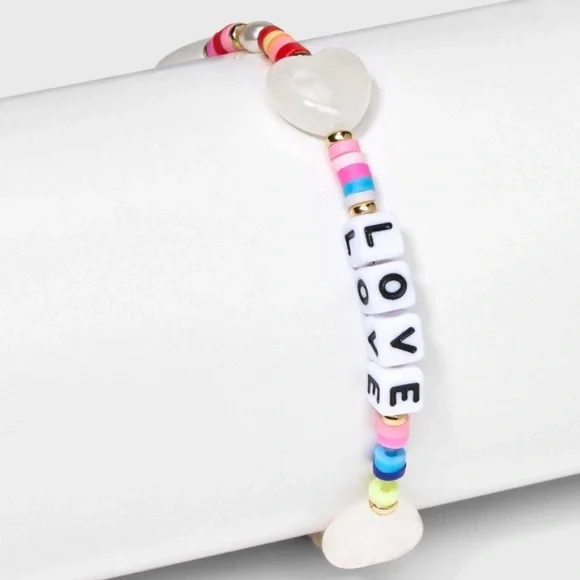 Little Words Project Love with Hearts Stretch Bracelet, size S/M - Picture 2 of 6
